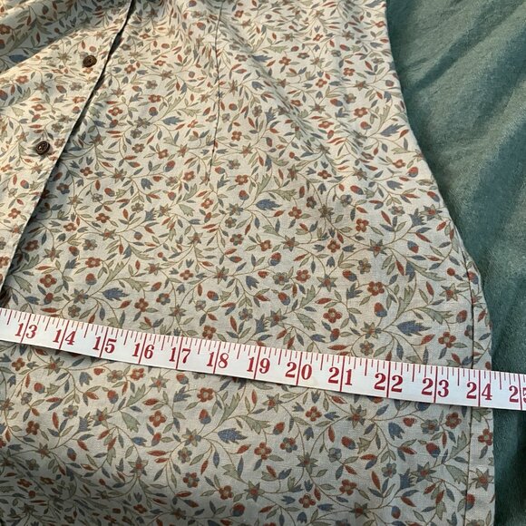 Vtg Eddie Bauer Maxi Dress Womens 18 Floral Linen Button Front Prairie Cottage - Picture 9 of 10